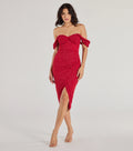 Lennon Glitter Knit Off-The-Shoulder Midi Dress