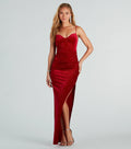 Massie Formal Glitter Velvet High Slit Dress