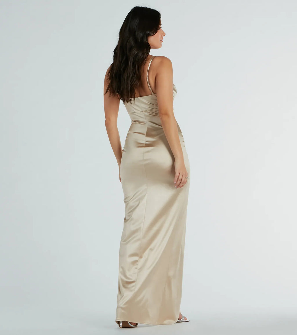 Annabelle Knit Satin Formal Dress
