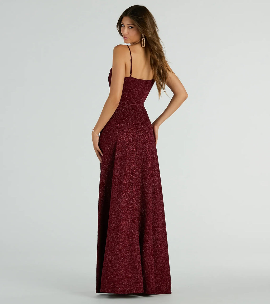 Stephanie Formal Glitter A-Line Dress