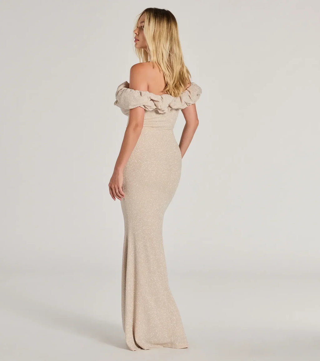 Halsey Formal Glitter Ruffled Mermaid Dress
