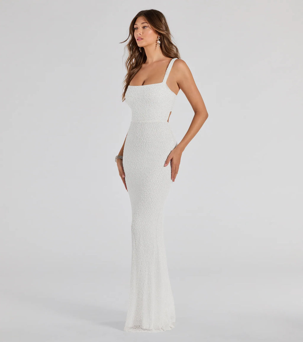 Kimia Beaded Lace-Up Column Dress