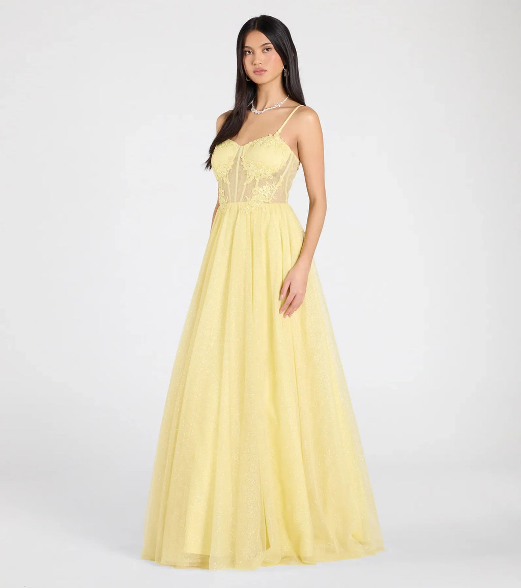 Tia Sweetheart Lace Applique A-Line Ball Gown