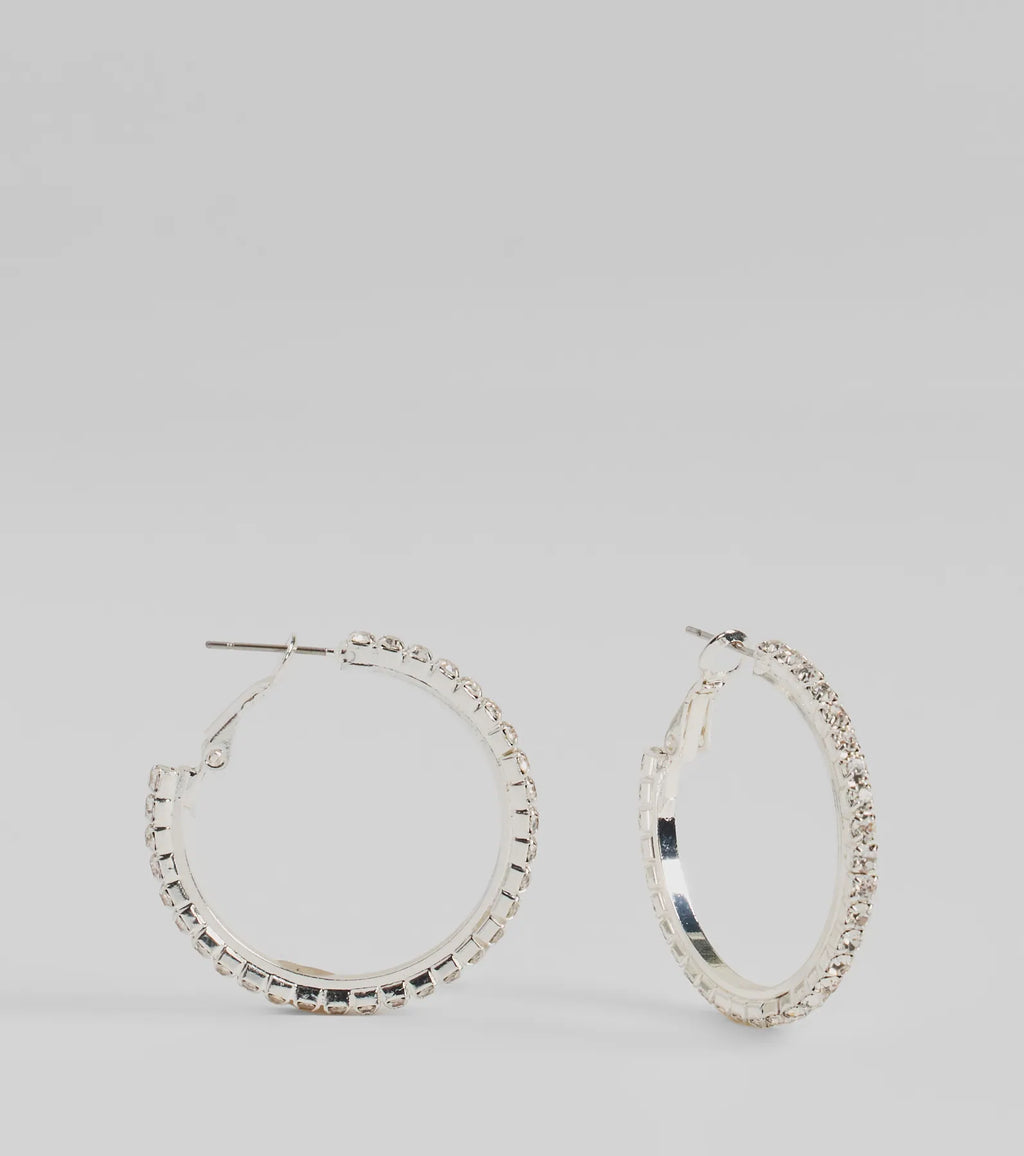 Pretty Sparkle Rhinestone Hoop Earrings