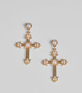 Blessed All Day Faux Pearl Cross Earrings