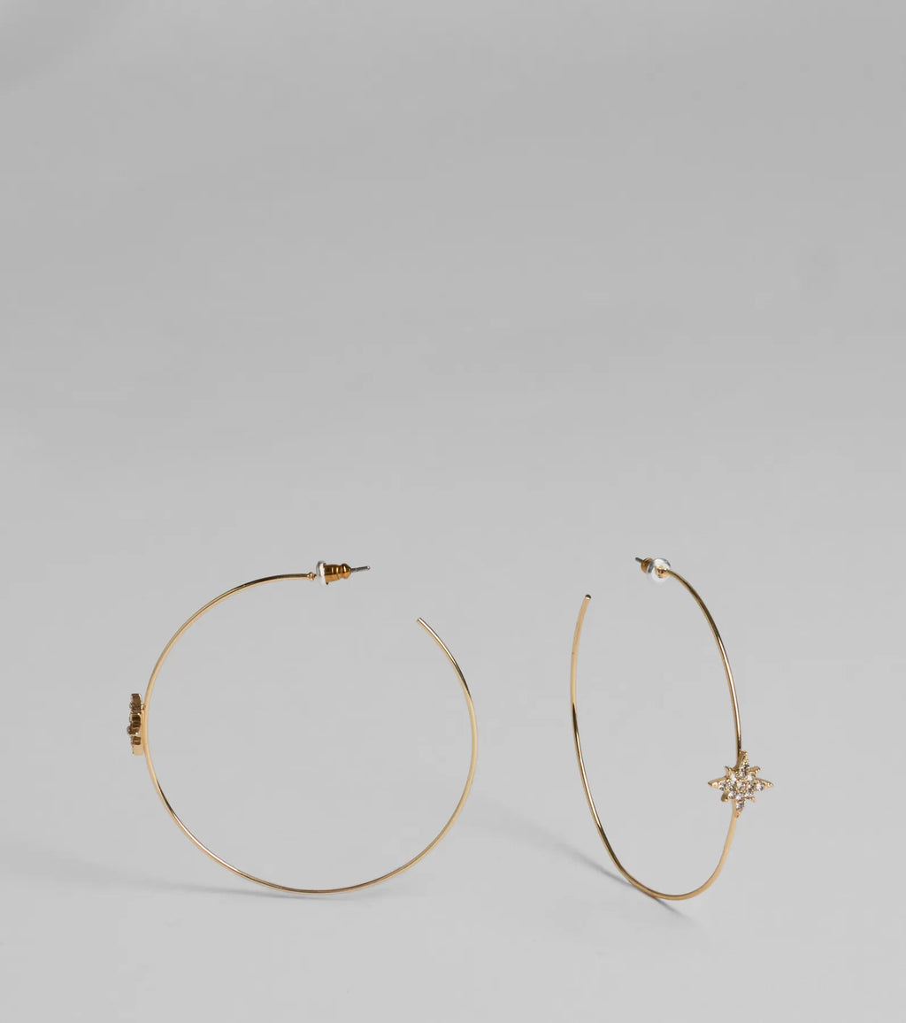 Celestial Sparkle Rhinestone Star Hoop Earrings