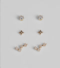 Wish Upon A Star Three Pack Stud Earring Set