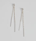 Glam Trend Rhinestone Front-To-Back Linear Earrings