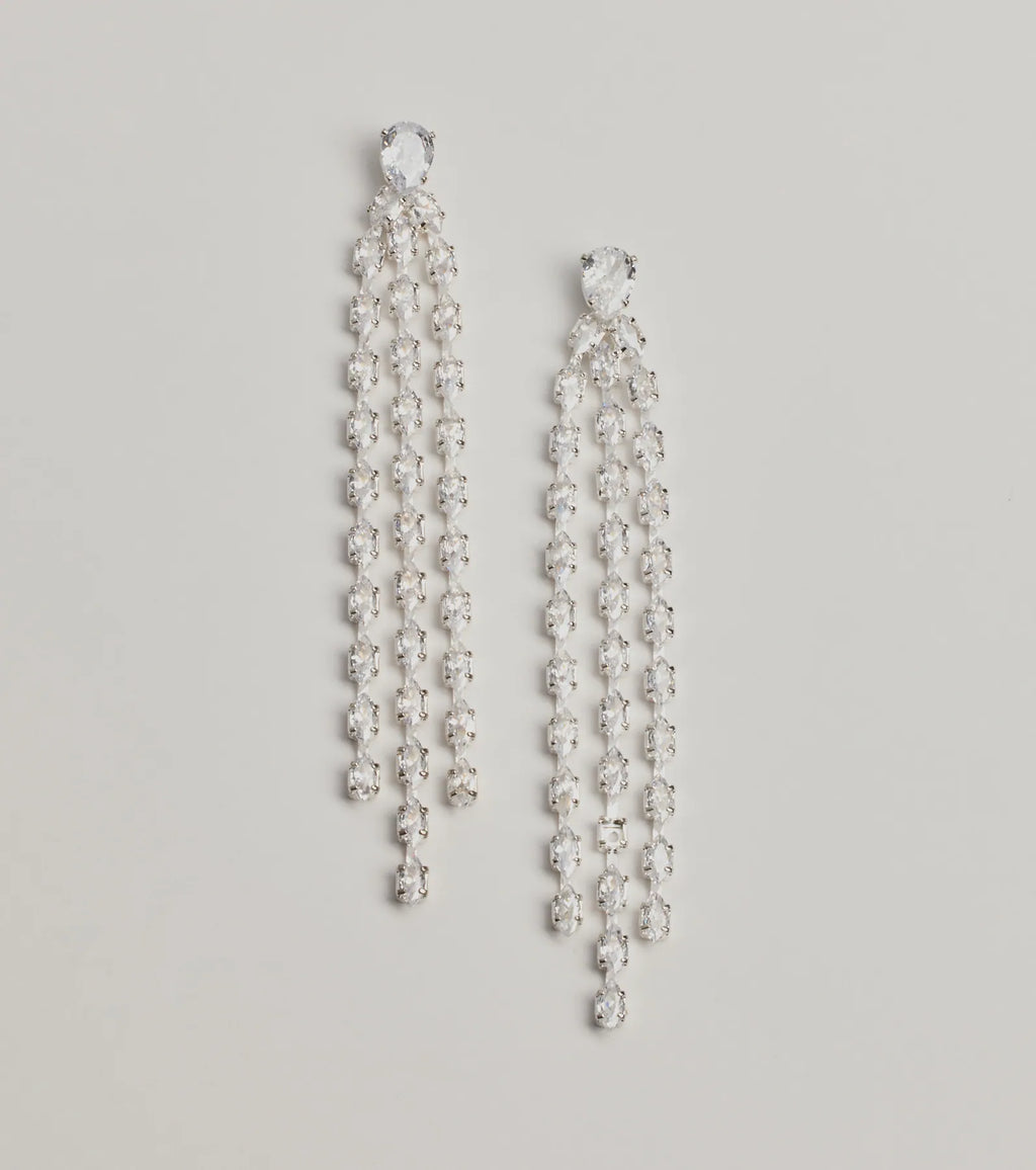 Starlit Beauty Fringe Cubic Zirconia Earrings
