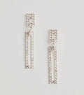 Glam Moves Rhinestone Rectangular Duster Earrings