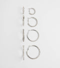 Classic Shine Rhinestone Hoop Earrings Set
