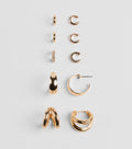 Glitzy Essentials Five-Pack Hoop Earrings
