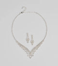 Ultimate Glam Vibes Rhinestone Necklace And Earrings Set