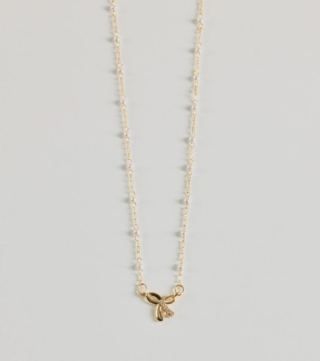 Memorable Glam Dainty Bow Charm Necklace