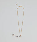 True Luxe Rhinestone Necklace And Earrings Set