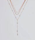 Glam Moment Rhinestone and Faux Pearl Lariat Necklace Set