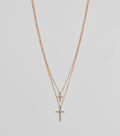 Chic Rhinestone Cross Charm Layered Necklace