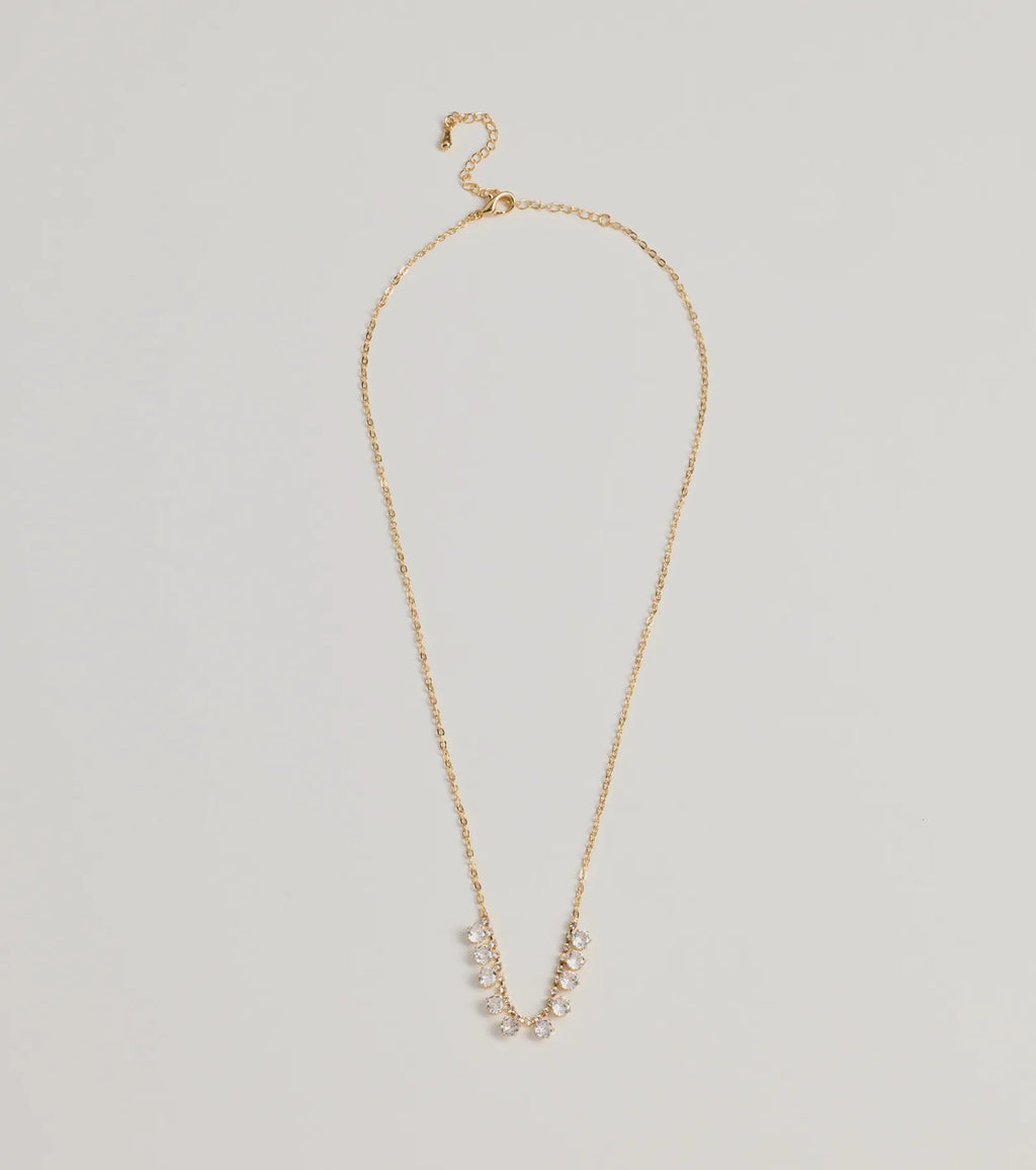 Delicate Glam Rhinestone And Clear Stone Necklace