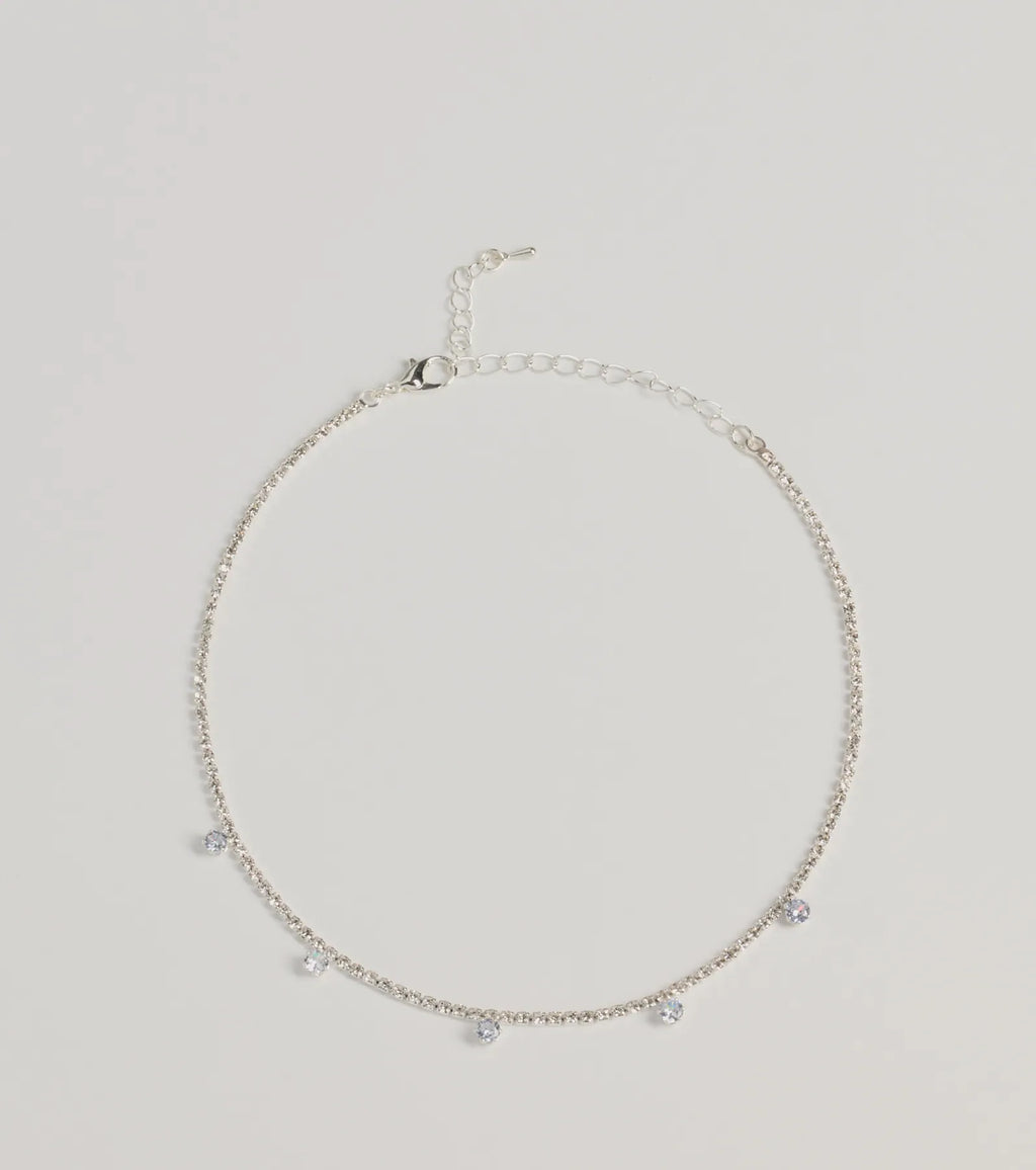 Delicate Shine Cubic Zirconia And Rhinestone Choker