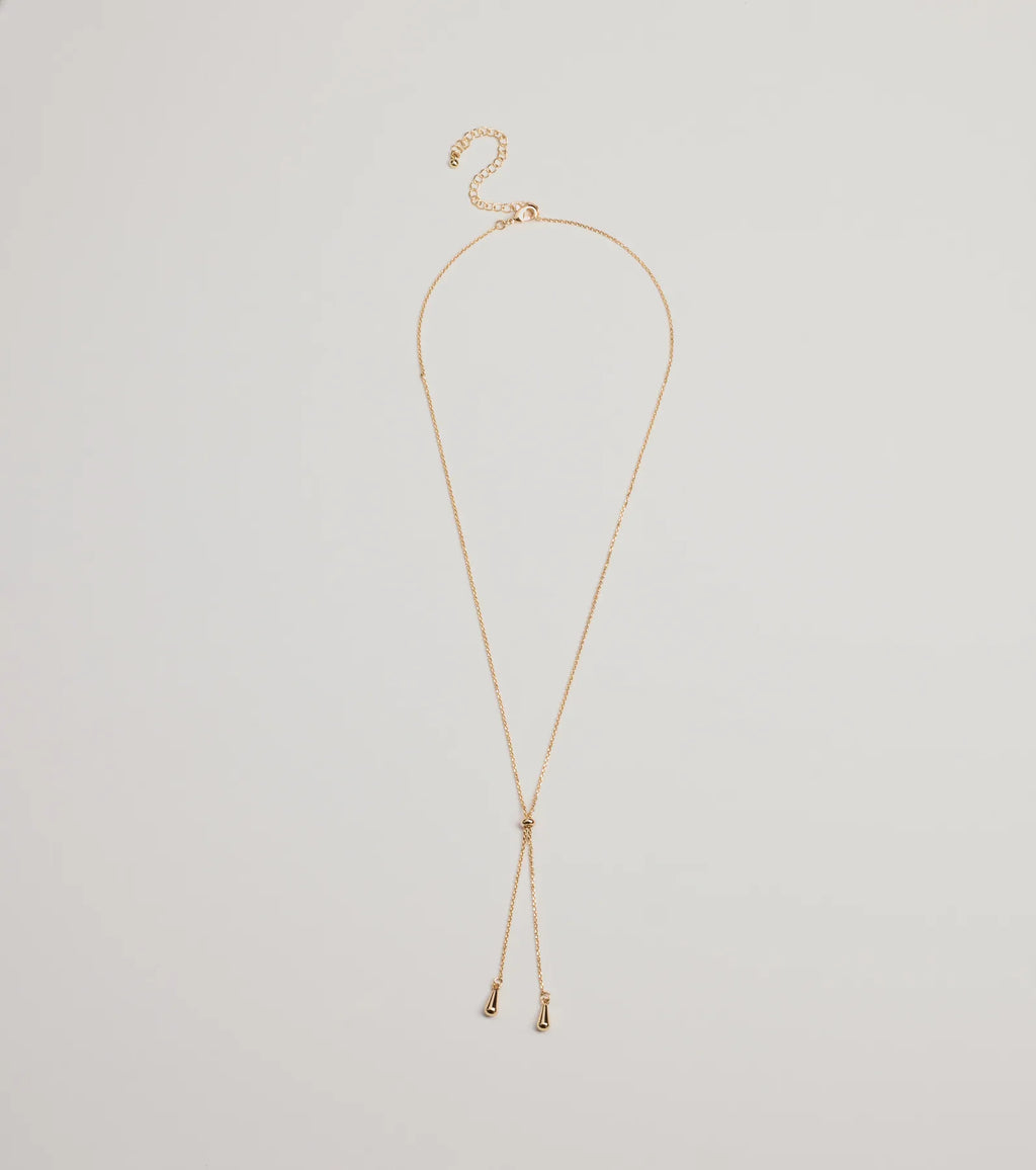 Sleek Minimalist Era Teardrop Slider Necklace