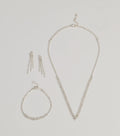 Fabulous Sparkle Rhinestone Necklace, Earrings, And Bracelet Set