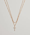 Joyful Glam Layered Rhinestone Cross Necklace