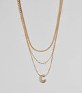 C Initial Layered Bubble Necklace
