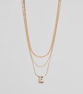 E Initial Layered Bubble Necklace