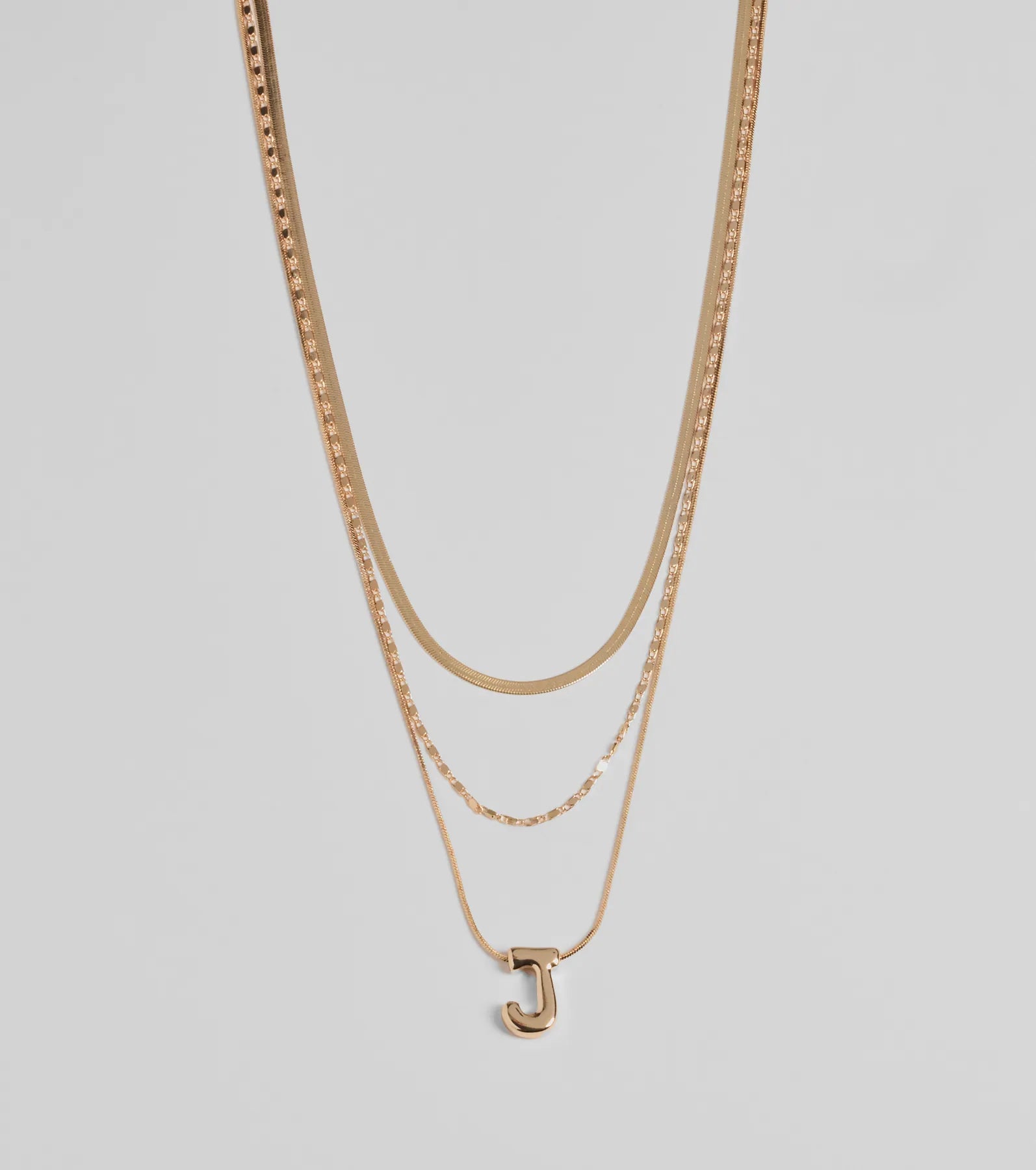 J Initial Layered Bubble Necklace