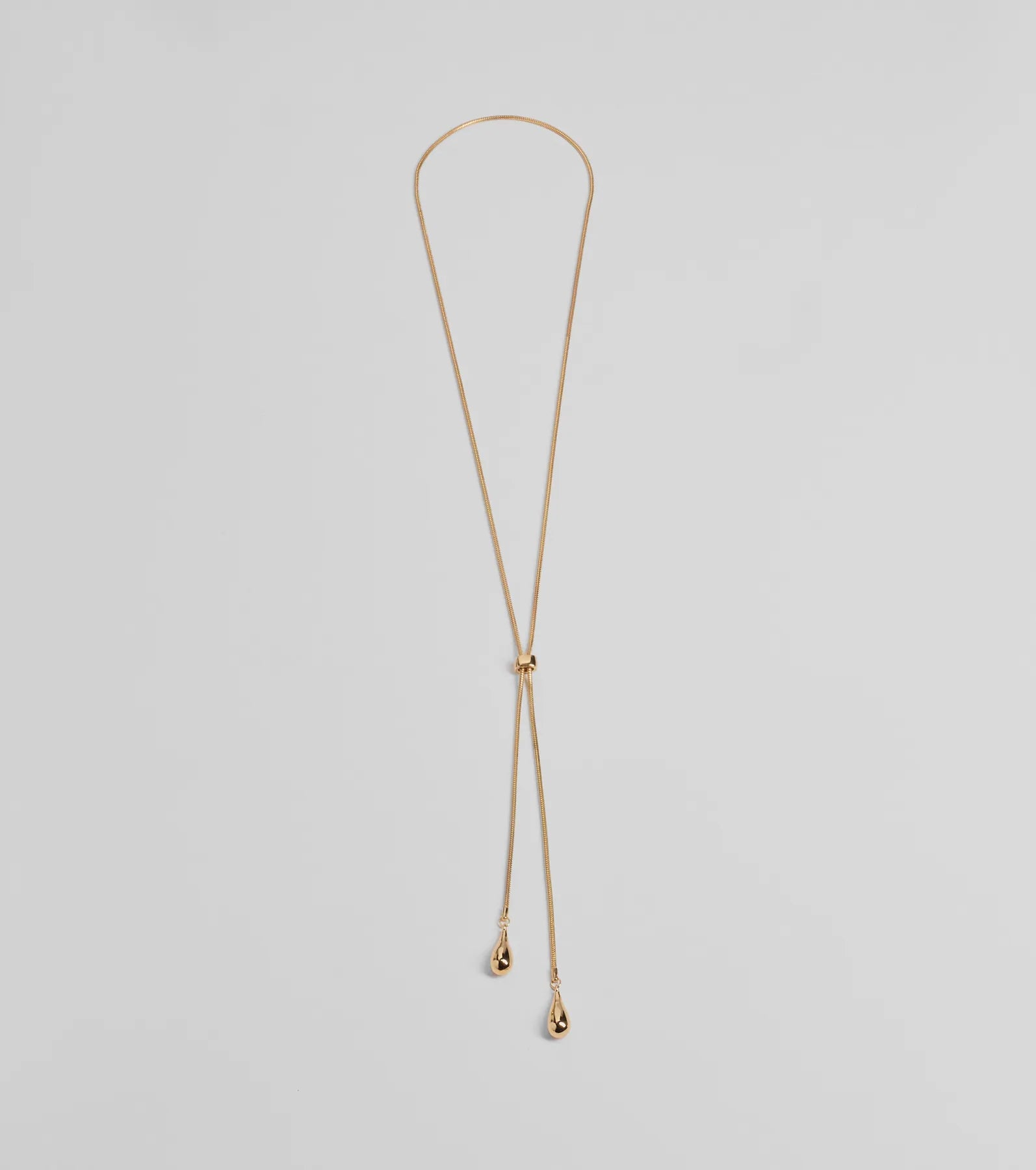 Sleek Teardrop Charm Lariat Necklace