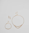 Shimmering Rhinestone Necklace, Bracelet, And Earrings Set