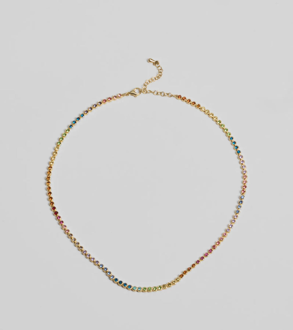 Vibrant Charm Multicolored Glass Gemstone Necklace
