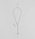 Simple Glitz Rhinestone Lariat Necklace And Stud Earrings Set