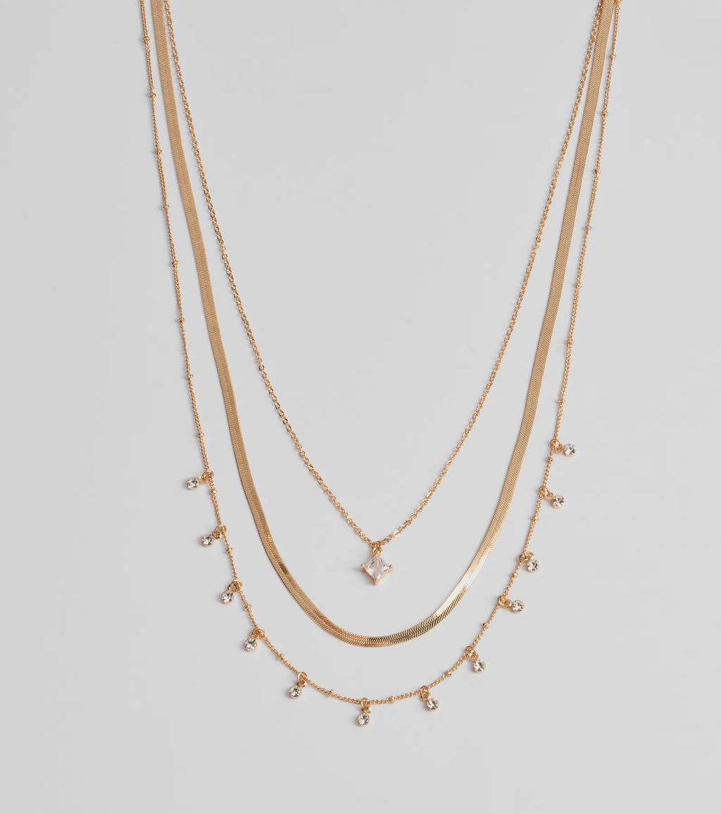 Chic Look Cubic Zirconia Layered Necklace