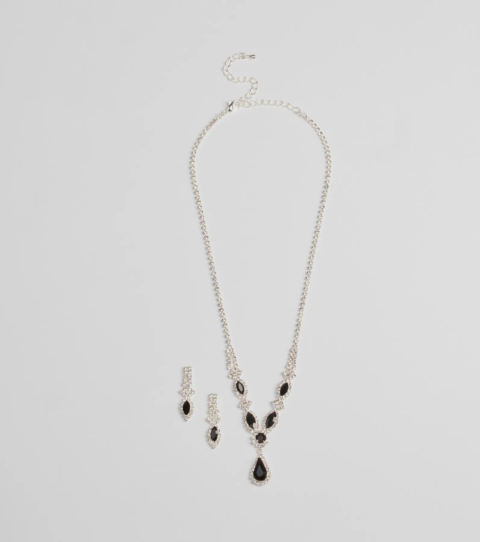 Bold Beauty Teardrop Rhinestone Necklace Set
