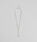 Graceful Elegance Cross Charm Lariat Necklace
