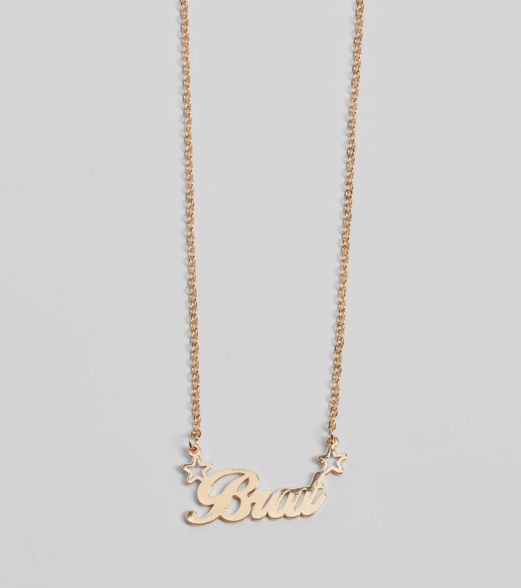 Brat Script Dainty Chain Necklace