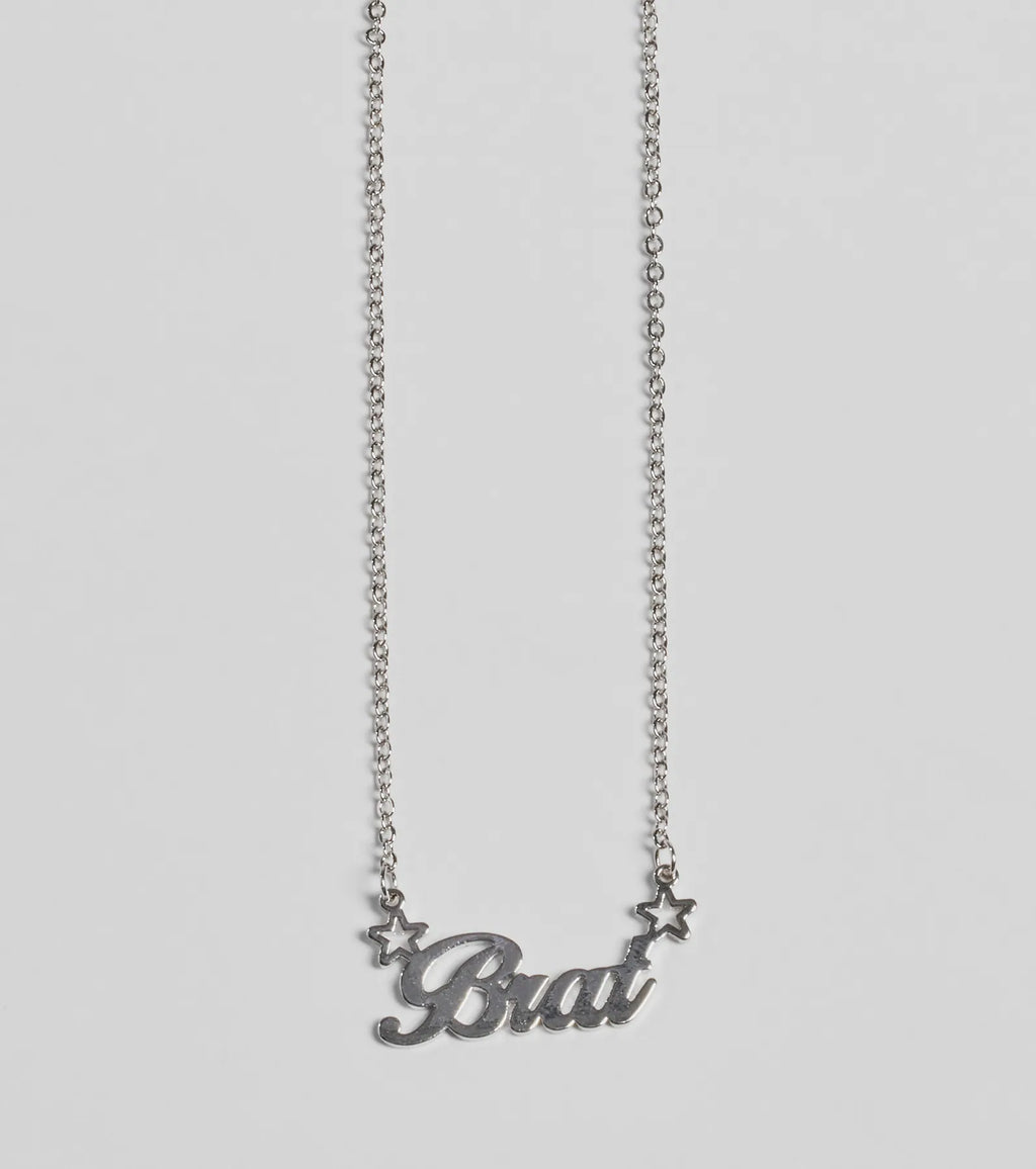 Brat Script Dainty Chain Necklace