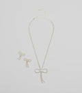 Adorably Glam Bow Necklace And Earrings Set