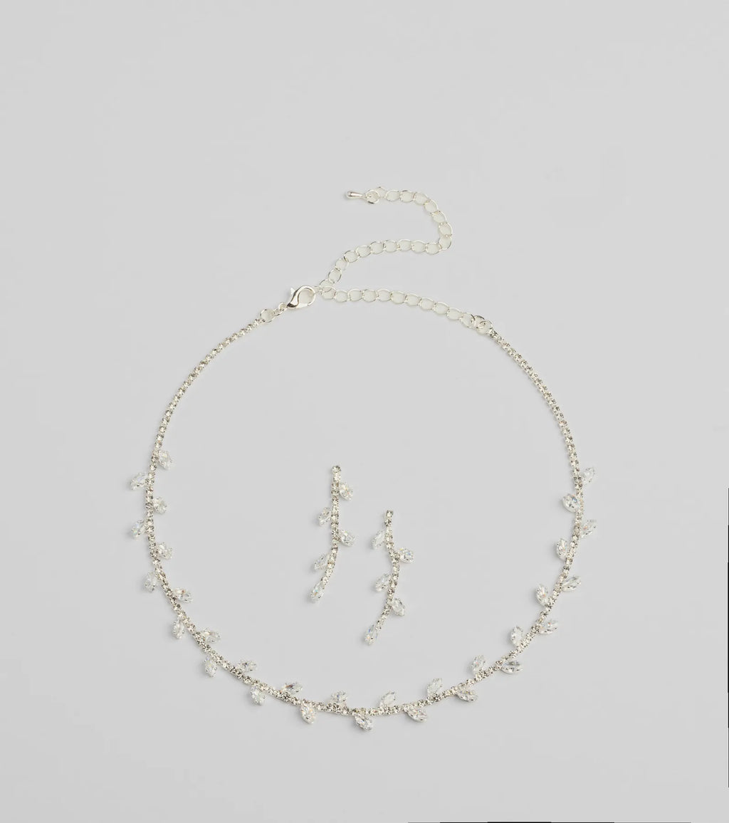 Moment To Shine Cubic Zirconia Necklace And Earrings Set
