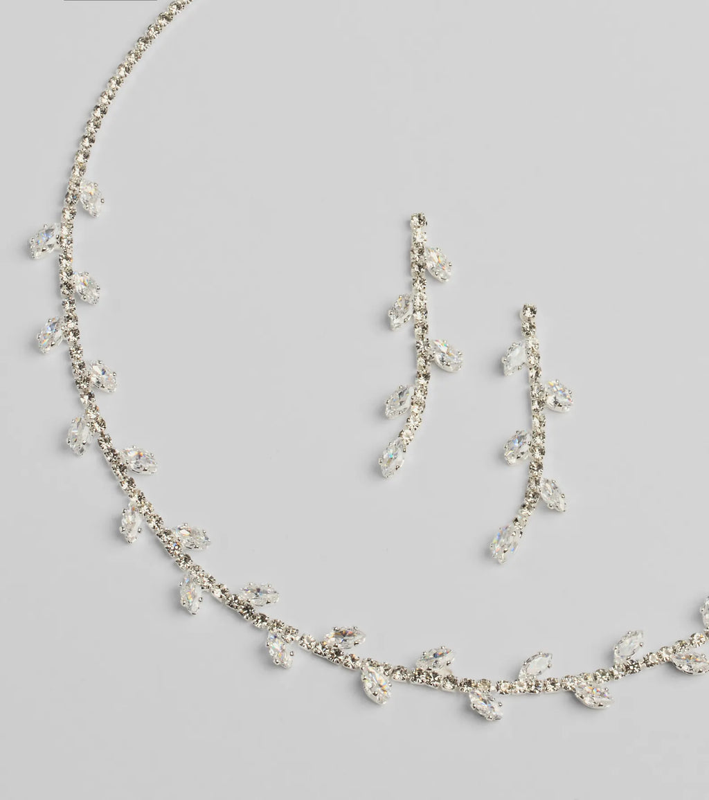 Moment To Shine Cubic Zirconia Necklace And Earrings Set