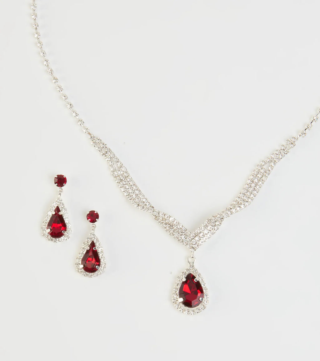 Gorgeous Radiance Gemstone Necklace And Earrings Set
