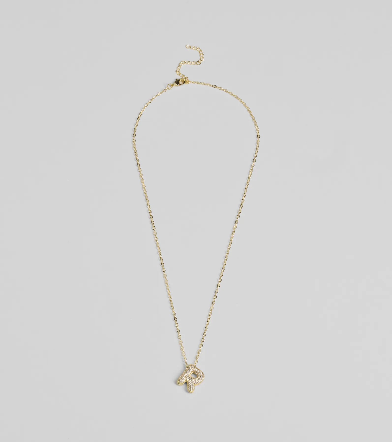 Bubble Letter Monogram Rhinestone Necklace