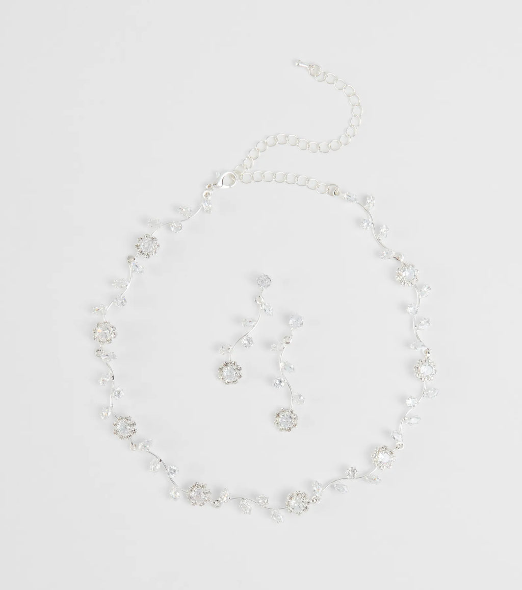 Floral Beauty Necklace And Earrings Set