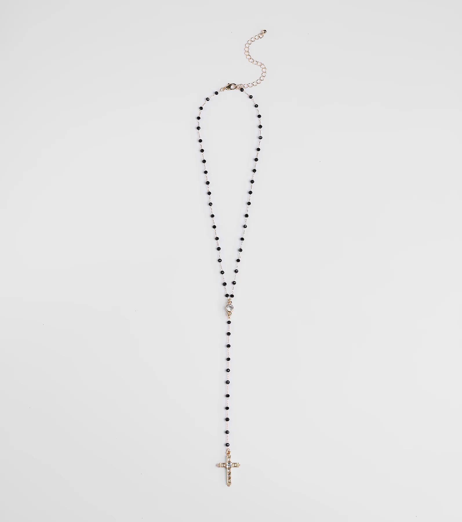 Beaded Beauty Rhinestone Cross Necklace