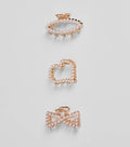 Luxe Locks Faux Pearl Three Pack Hair Clip Set