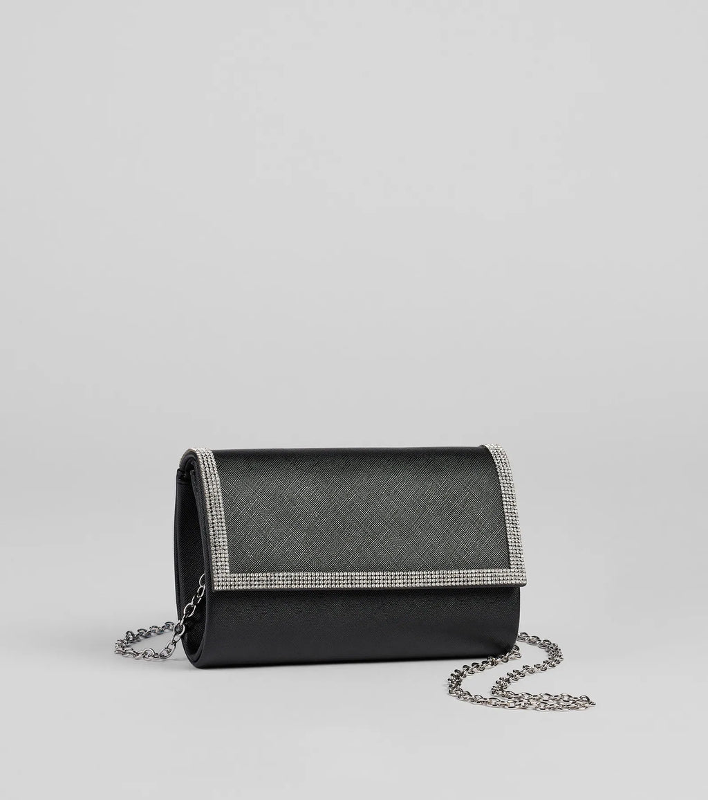 Sparkle Scene Rhinestone Foldover Clutch