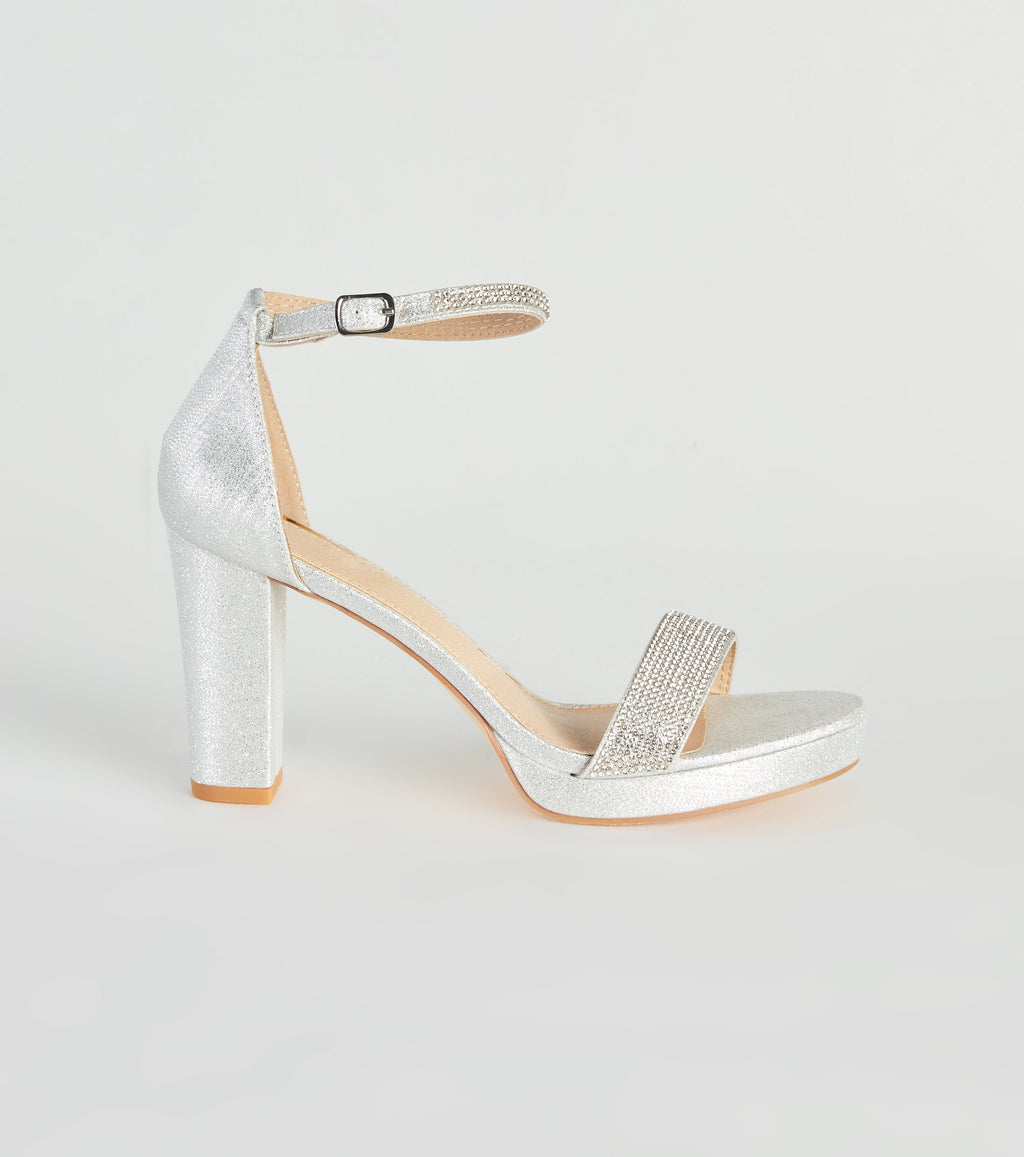 Glam Time Rhinestone Glitter Platform Heels