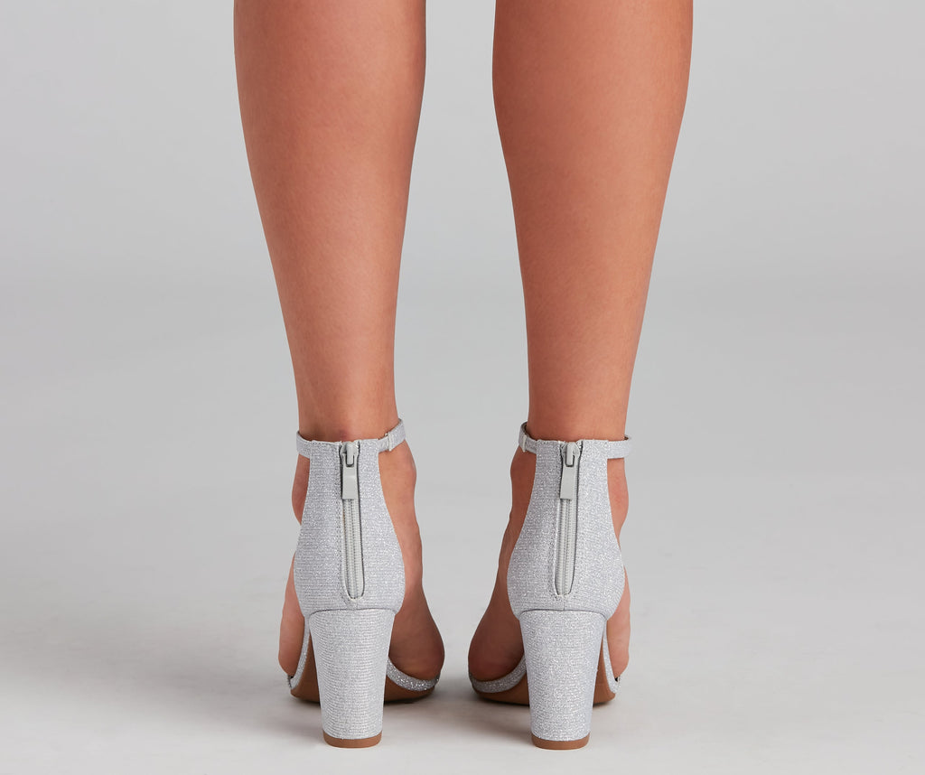 Sparkle Step Glitter Lurex Block Heels