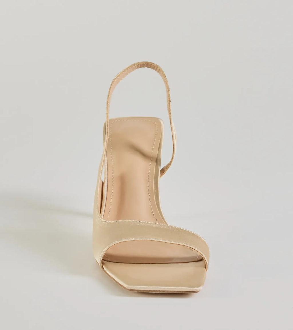 Chic Satin Sling-Back Stiletto Heels